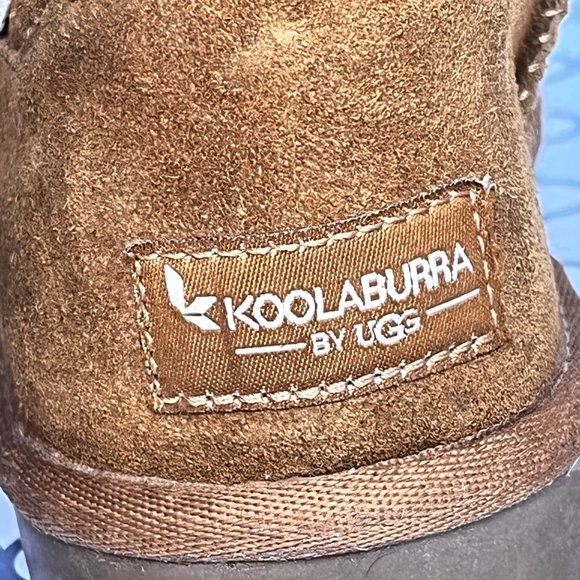 Kids' Koolabura Ugg Victoria Short Boot Chesnut Size 1 Suede Faux Sherpa Cognac - Picture 9 of 10